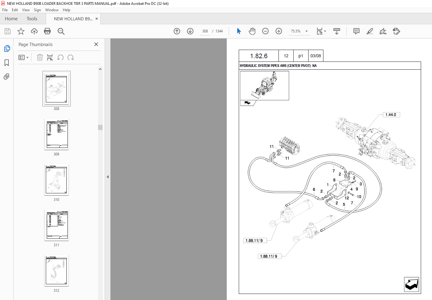 NEW HOLLAND B90B LOADER BACKHOE TIER 3 PARTS MANUAL - PDF DOWNLOAD ...