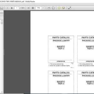 NEW HOLLAND B95BTC LOADER BACKHOE TIER 3 PARTS MANUAL - PDF DOWNLOAD