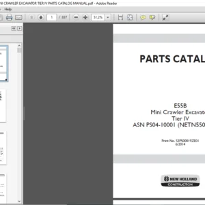 NEW HOLLAND E55B MINI CRAWLER EXCAVATOR TIER IV PARTS CATALOG MANUAL - PDF DOWNLOAD