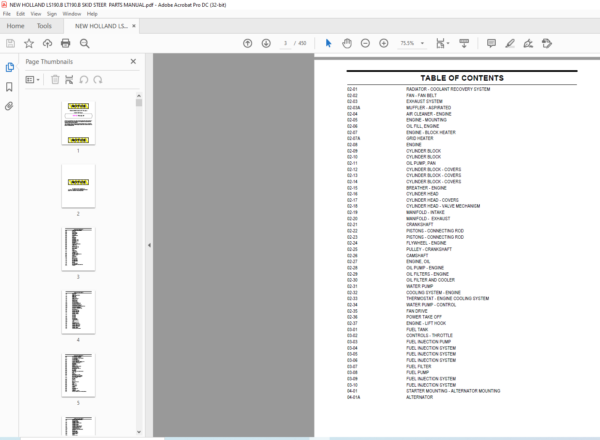 NEW HOLLAND LS190.B LT190.B SKID STEER PARTS MANUAL - PDF DOWNLOAD ...