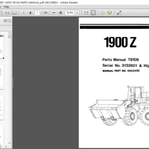 O and K WHEEL LOADER 1900Z-TB109 PARTS MANUAL - PDF DOWNLOAD