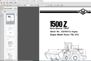 O & K WHEEL LOADER MODEL 1500 ZTB107 PARTS MANUAL - PDF DOWNLOAD
