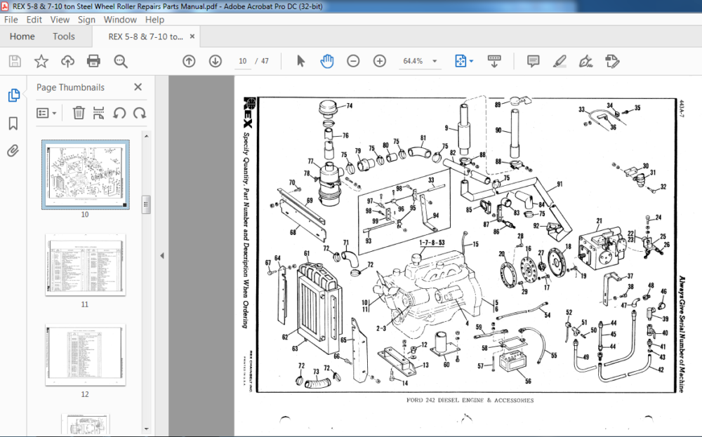 REX 5-8 & 7-10 ton Steel Wheel Roller Repairs Parts Manual - PDF ...