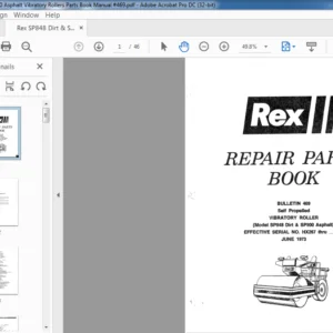 Rex SP848 Dirt & SP900 Asphalt Vibratory Rollers Parts Book Manual #469 - PDF DOWNLOAD
