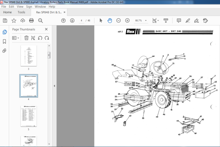 Rex SP848 Dirt & SP900 Asphalt Vibratory Rollers Parts Book Manual #469 ...