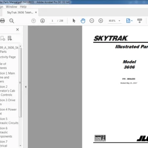 Sky Trak 3606 Telehandler Parts Manual - PDF DOWNLOAD
