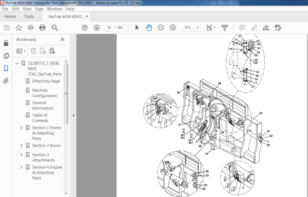 Sky Trak 6036 6042 Telehandler Parts Manual - PDF DOWNLOAD ...