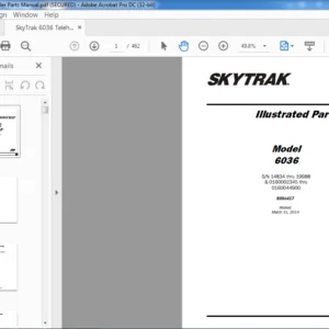 Sky Trak 6036 Telehandler Parts Manual - PDF DOWNLOAD