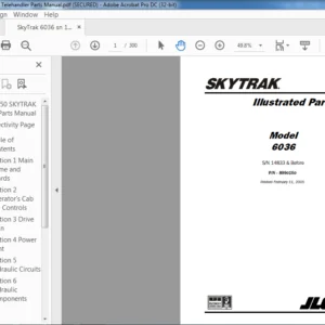 Sky Trak 6036 SN 14833 Telehandler Parts Manual - PDF DOWNLOAD