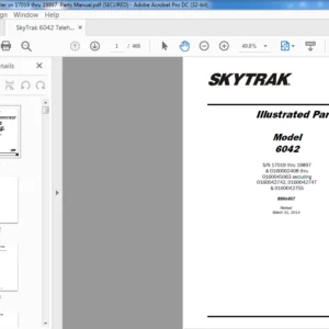 SKY TRAK 6042 Telehandler SN 17019 thru 19897  Parts Manual - PDF DOWNLOAD