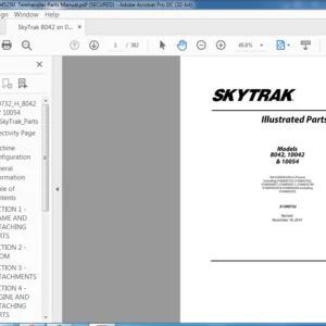 Sky Trak 8042 SN 0160045250 Telehandler Parts Manual - PDF DOWNLOAD