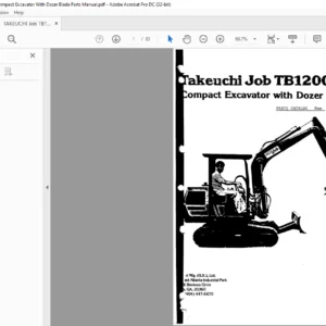 TAKEUCHI Job TB1200 AL Compact Excavator With Dozer Blade Parts Manual - PDF DOWNLOAD