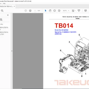 TAKEUCHI TB014 Compact Excavator Parts Manual - PDF DOWNLOAD