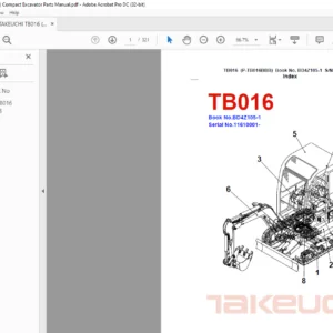 TAKEUCHI TB016 (P-TB016BBB) Compact Excavator Parts Manual - PDF DOWNLOAD