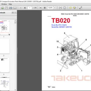 TAKEUCHI TB020 Compact Excavator Parts Manual (SN 1205001-1205750) - PDF DOWNLOAD