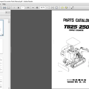 TAKEUCHI TB025 250 Compact Excavator Parts Manual - PDF DOWNLOAD