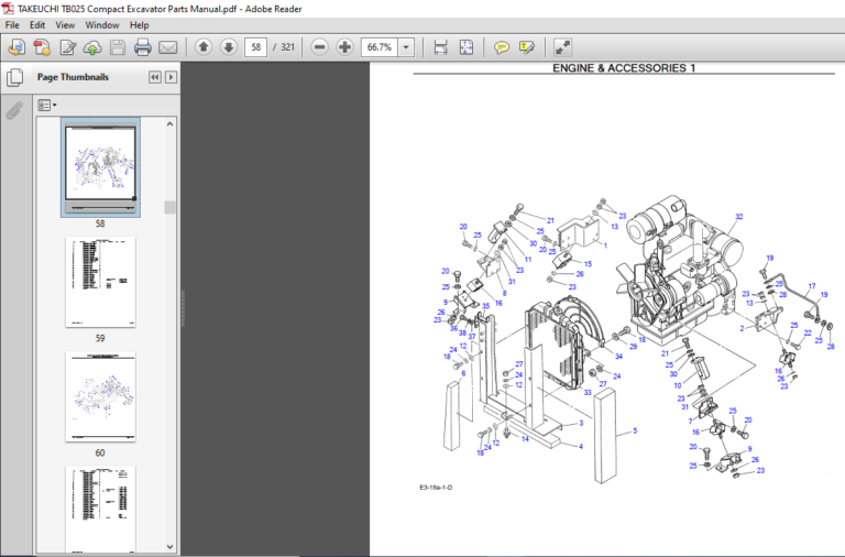 TAKEUCHI TB025 Compact Excavator Parts Manual - PDF DOWNLOAD