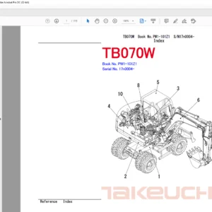 TAKEUCHI TB070W Hydraulic Excavator Parts Manual - PDF DOWNLOAD