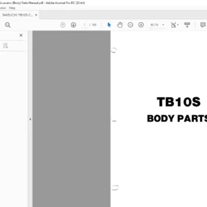 TAKEUCHI TB10S Compact Excavator (Body) Parts Manual - PDF DOWNLOAD