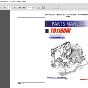 TAKEUCHI TB1160W Hydraulic Excavator Parts Manual - PDF DOWNLOAD