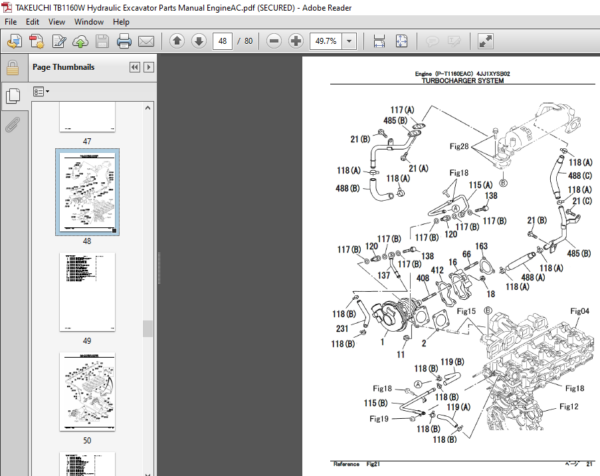 TAKEUCHI TB1160W Hydraulic Excavator Parts Manual - PDF DOWNLOAD ...