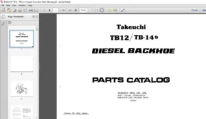 TAKEUCHI TB12 , TB14s Compact Excavator Parts Manual - PDF DOWNLOAD
