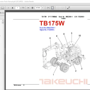TAKEUCHI TB175W Hydraulic Excavator Parts Manual - PDF DOWNLOAD