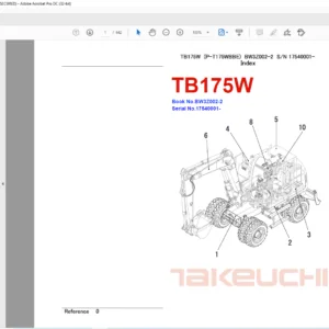 TAKEUCHI TB175W Hydraulic Excavator Parts Manual - PDF DOWNLOAD
