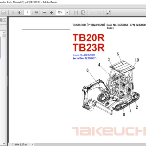 TAKEUCHI TB20R , TB23R Mini Excavator Parts Manual - PDF DOWNLOAD