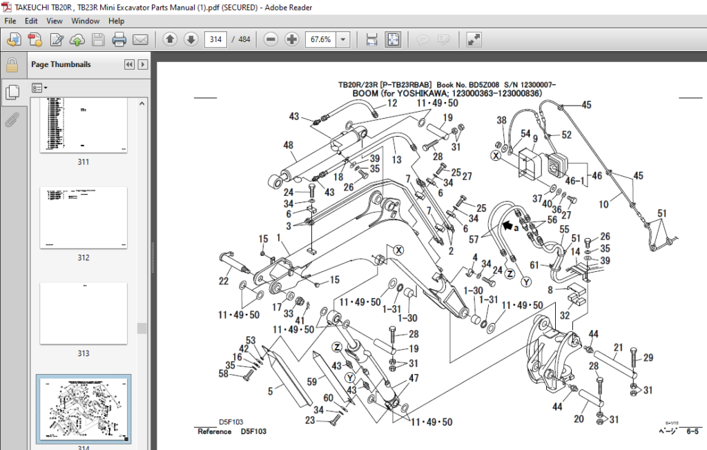 TAKEUCHI TB20R , TB23R Mini Excavator Parts Manual - PDF DOWNLOAD