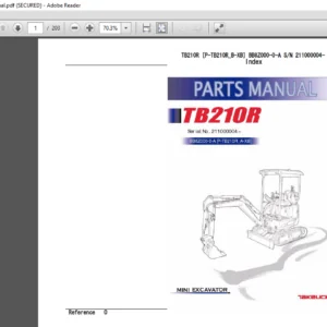 TAKEUCHI TB210R Mini Excavator Parts Manual - PDF DOWNLOAD
