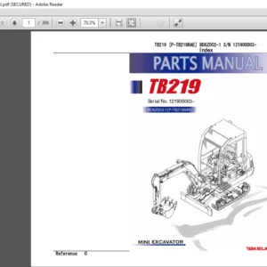 TAKEUCHI TB219 Mini Excavator Parts Manual - PDF DOWNLOAD