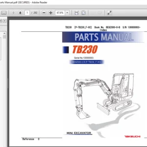 TAKEUCHI TB230 Mini Excavator Parts Manual - PDF DOWNLOAD