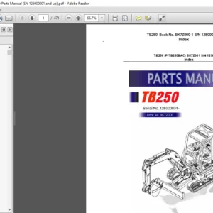 TAKEUCHI TB250 Mini Excavator Parts Manual (SN 125000001 and up) - PDF DOWNLOAD