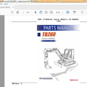 TAKEUCHI TB260 Mini Excavator Parts Manual - PDF DOWNLOAD