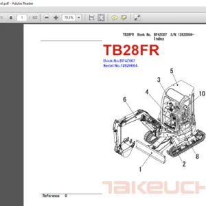 TAKEUCHI TB28FR Mini Excavator Parts Manual 12820004 - PDF DOWNLOAD