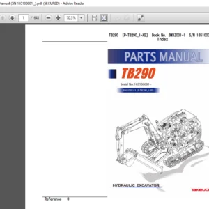 TAKEUCHI TB290 Hydraulic Excavator Parts Manual - PDF DOWNLOAD