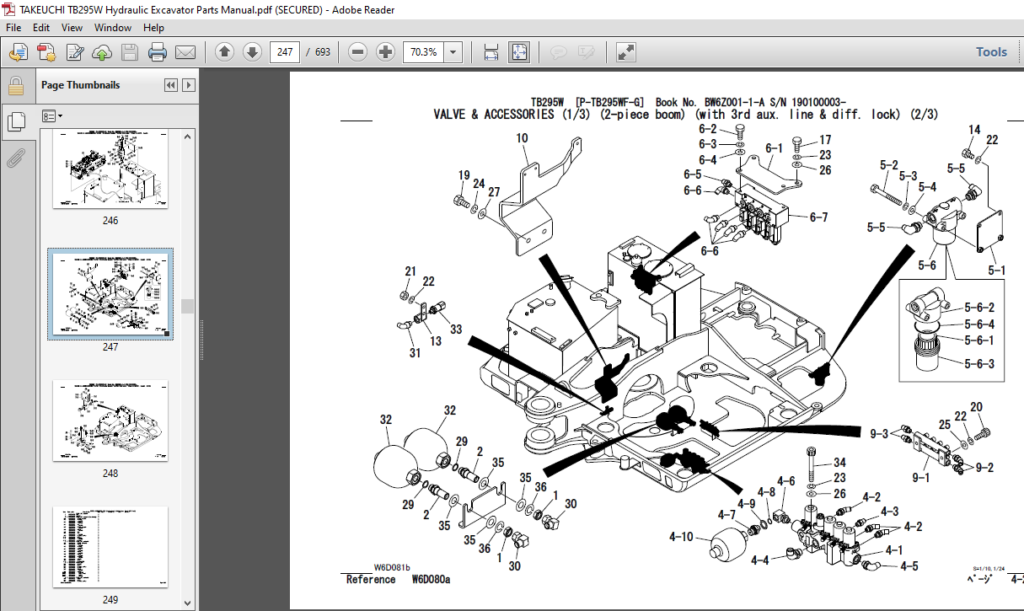 TAKEUCHI TB295W Hydraulic Excavator Parts Manual - PDF DOWNLOAD ...