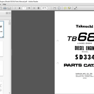 TAKEUCHI TB68S Diesel Engine (Model SD334) Parts Manual - PDF DOWNLOAD