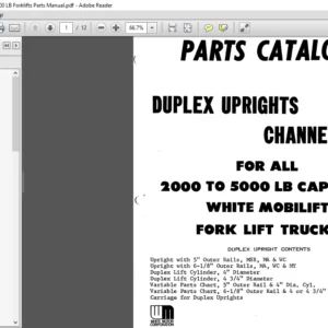 White Duplex Uprights 2000-5000 LB Forklifts Parts Manual - PDF DOWNLOAD