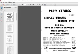 White Simplex Uprights 2000-7000 LB Forklift Trucks Parts Manual - PDF DOWNLOAD
