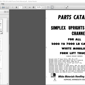 White Simplex Uprights 2000-7000 LB Forklift Trucks Parts Manual - PDF DOWNLOAD