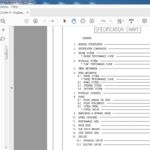DAEWOO DOOSAN S210W V EXCAVATOR ENGINE SPECSHEET MANUAL  - PDF DOWNLOAD