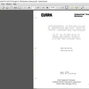Clark Forklift 915, (H)Y1015 English O-299 Operator's Manual