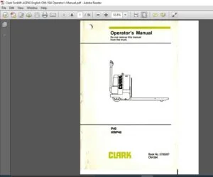 Clark Forklift AGP40 English OM-594 Operator's Manual