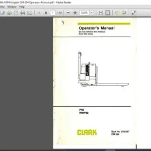 Clark Forklift AGP40 English OM-594 Operator's Manual