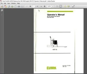 Clark Forklift AGP40 (Replaced by OM-599) English OM-551 Operator's Manual