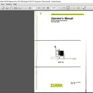 Clark Forklift AGP40 (Replaced by OM-599) English OM-551 Operator's Manual