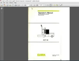 Clark Forklift AGT40 English OM-600 Operator's Manual
