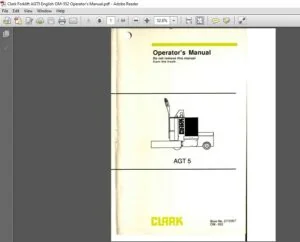 Clark Forklift AGT5 English OM-552 Operator's Manual